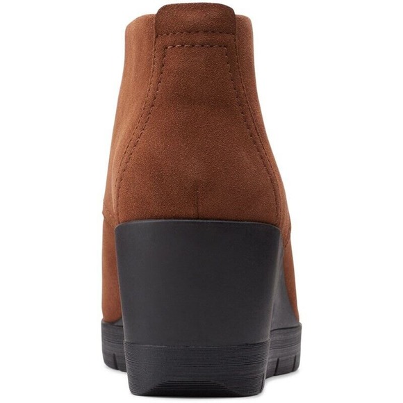 CLARKS DESERT BOOTS 9.5 ACTIVE AIR black brown suede BOOTIE wedge laces ladies - Picture 11 of 11